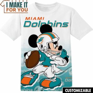 NFL Miami Dolphins Mickey T-Shirt, NFL Graphic Tee for Men, Women, and Kids