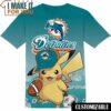 NFL Miami Dolphins Pokemon Pikachu T-Shirt, NFL Graphic Tee for Men, Women, and Kids