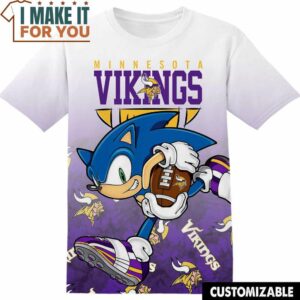 NFL Minnesota Vikings Sonic the Hedgehog T-Shirt, NFL Graphic Tee for Men, Women, and Kids