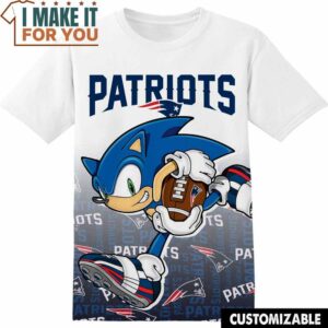 NFL New England Patriots Sonic the Hedgehog T-Shirt, NFL Graphic Tee for Men, Women, and Kids