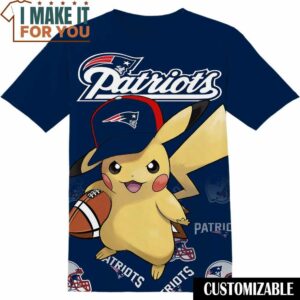 NFL New England Patriots Pokemon Pikachu T-Shirt, NFL Graphic Tee for Men, Women, and Kids