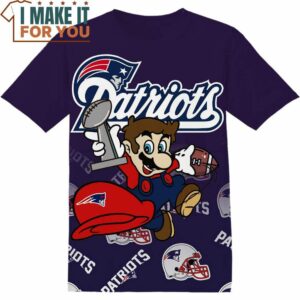 NFL New England Patriots Super Mario T-Shirt, NFL Graphic Tee for Men, Women, and Kids