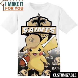NFL New Orleans Saints Pokemon Pikachu T-Shirt, NFL Graphic Tee for Men, Women, and Kids