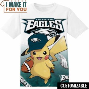NFL Philadelphia Eagles Pokemon Pikachu T-Shirt, NFL Graphic Tee for Men, Women, and Kids