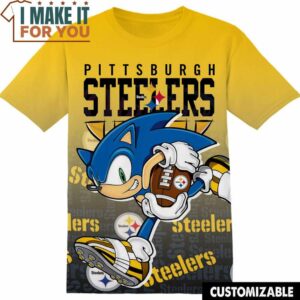 NFL Pittsburgh Steelers Sonic the Hedgehog Play Football T-Shirt, NFL Graphic Tee for Men, Women, and Kids