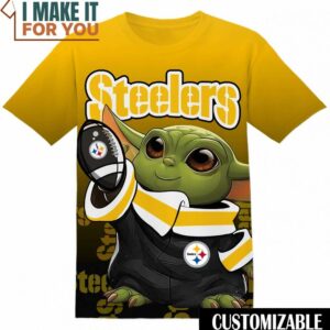 NFL Pittsburgh Steelers Star Wars Grogu Baby Yoda T-Shirt, NFL Graphic Tee for Men, Women, and Kids