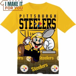 NFL Pittsburgh Steelers Super Mario T-Shirt, NFL Graphic Tee for Men, Women, and Kids