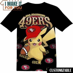 NFL San Francisco 49ers Black Pokemon Pikachu T-Shirt, NFL Graphic Tee for Men, Women, and Kids