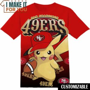 NFL San Francisco 49ers Pokemon Pikachu T-Shirt, NFL Graphic Tee for Men, Women, and Kids