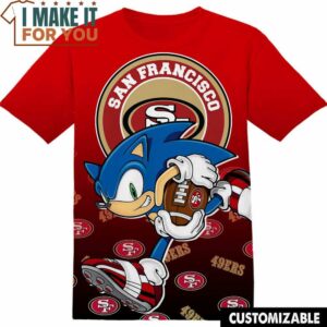 NFL San Francisco 49ers Sonic the Hedgehog T-Shirt, NFL Graphic Tee for Men, Women, and Kids