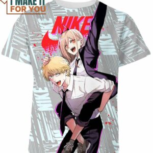 ChainsawMan Couple Denji x Power Nike Shirt, Nike Graphic Tee for Die-Hard Fans