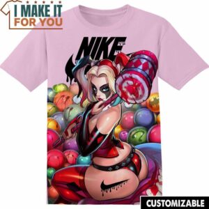 Harley Quinn Pink Nike T-Shirt, Nike Graphic Tee for Die-Hard Fans