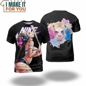 Harley Quinn With Bat Kawaii Nike T-Shirt, Nike Graphic Tee for Die-Hard Fans