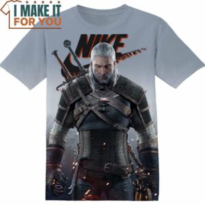 Movie Gaming Gift Geralt of Rivia The Witcher Nike T-Shirt, Nike Graphic Tee for Die-Hard Fans
