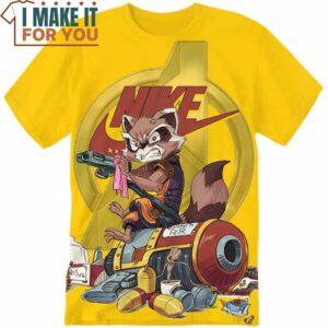 Movie Gift Rocket Raccoon and Groot Nike T-Shirt, Nike Graphic Tee for Die-Hard Fans