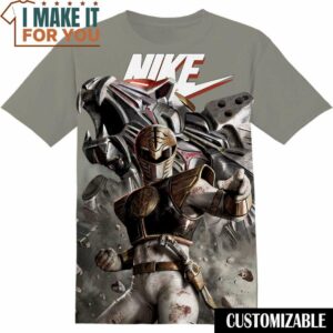 Power Rangers White Rangers Nike T-Shirt, Nike Graphic Tee for Die-Hard Fans