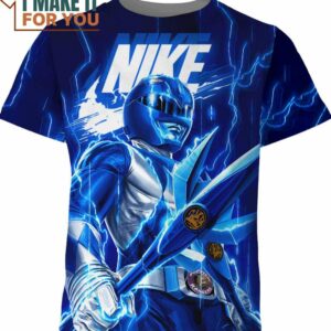 Power Rangers Blue Ranger Nike T-Shirt, Nike Graphic Tee for Die-Hard Fans