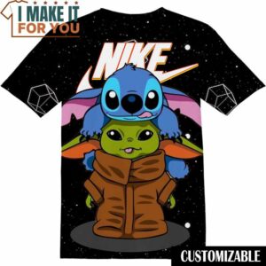 Star Wars Baby Yoda Stitch Friends Nike T-Shirt, Nike Graphic Tee for Die-Hard Fans