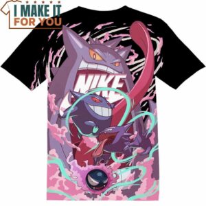 Gaming Pokemon Gastly Haunter Gengar Evolution Black Nike T-Shirt, Nike Graphic Tee for Die-Hard Fans