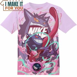 Gaming Pokemon Gastly Haunter Gengar Evolution Nike T-Shirt, Nike Graphic Tee for Die-Hard Fans