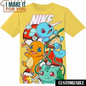 Pokemon Charmander Squirtle Bulbasaur Nike T-Shirt, Nike Graphic Tee for Die-Hard Fans