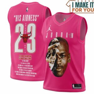Michael Jordan 23 Chicago Bulls His Airnress Pink Basketball Jersey, The Ultimate Gift for Any Jordan Fan