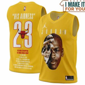 Michael Jordan 23 Chicago Bulls His Airnress Yellow Basketball Jersey, The Ultimate Gift for Any Jordan Fan
