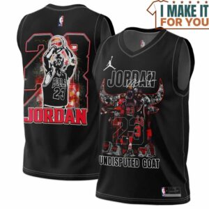Michael Jordan 23 Chicago Bulls Signed Undisputed Goat Black Basketball Jersey, The Ultimate Gift for Any Jordan Fan Michael Jordan 23 Chicago Bulls Signed Undisputed Goat Black Basketball Jersey, The Ultimate Gift for Any Jordan Fan