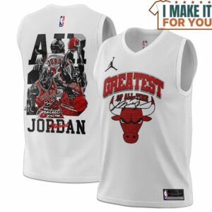 Michael Jordan GOAT 23 Chicago Bulls AIR White Signed Basketball Jersey, The Ultimate Gift for Any Jordan Fan