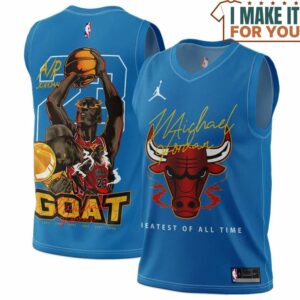 Michael Jordan GOAT 23 Chicago Bulls Cool Signed Blue Basketball Jersey, The Ultimate Gift for Any Jordan Fan