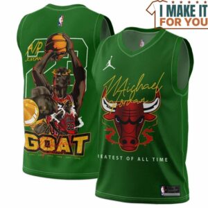 Michael Jordan GOAT 23 Chicago Bulls Cool Signed Green Basketball Jersey, The Ultimate Gift for Any Jordan Fan