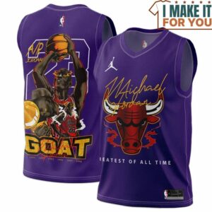 Michael Jordan GOAT 23 Chicago Bulls Cool Signed Purple Basketball Jersey, The Ultimate Gift for Any Jordan Fan