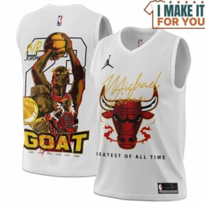 Michael Jordan GOAT 23 Chicago Bulls Cool Signed White Basketball Jersey, The Ultimate Gift for Any Jordan Fan