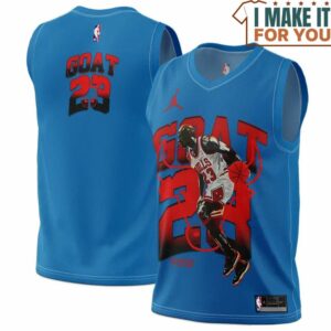 Michael Jordan GOAT 23 Chicago Bulls Logo Blue Basketball Jersey, The Ultimate Gift for Any Jordan Fan