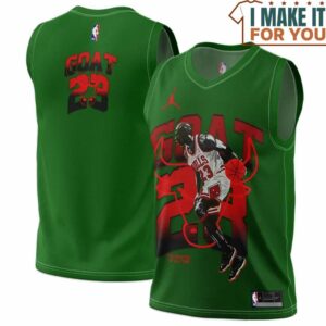 Michael Jordan GOAT 23 Chicago Bulls Logo Green Basketball Jersey, The Ultimate Gift for Any Jordan Fan