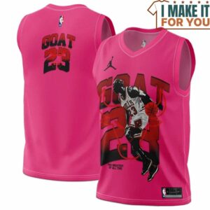Michael Jordan GOAT 23 Chicago Bulls Logo Pink Basketball Jersey, The Ultimate Gift for Any Jordan Fan
