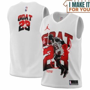 Michael Jordan GOAT 23 Chicago Bulls Logo White Basketball Jersey, The Ultimate Gift for Any Jordan Fan