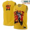 Michael Jordan GOAT 23 Chicago Bulls Logo Yellow Basketball Jersey, The Ultimate Gift for Any Jordan Fan