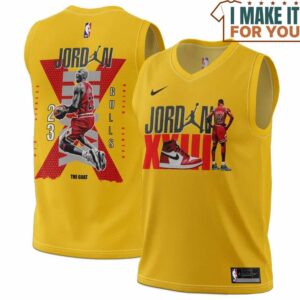 Michael Jordan GOAT 23 Chicago Bulls Nike Air Yellow Basketball Jersey, The Ultimate Gift for Any Jordan Fan