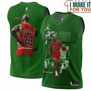 Michael Jordan GOAT 23 Chicago Bulls Signed Green Text Basketball Jersey, The Ultimate Gift for Any Jordan Fan