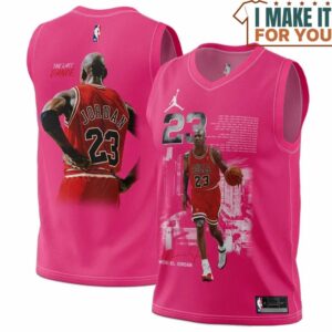 Michael Jordan GOAT 23 Chicago Bulls Signed Pink Text Basketball Jersey, The Ultimate Gift for Any Jordan Fan