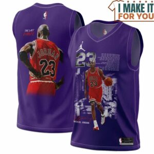 Michael Jordan GOAT 23 Chicago Bulls Signed Purple Text Basketball Jersey, The Ultimate Gift for Any Jordan Fan