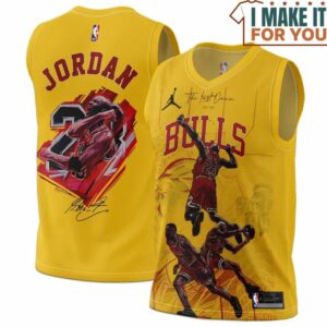 Michael Jordan GOAT 23 Chicago Bulls Signed Wizards Yellow Basketball Jersey, The Ultimate Gift for Any Jordan Fan
