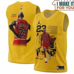 Michael Jordan GOAT 23 Chicago Bulls Signed Yellow Text Basketball Jersey, The Ultimate Gift for Any Jordan Fan