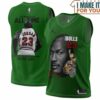 Michael Jordan GOAT 23 Nerver Quit Green Chicago Bulls Signed Basketball Jersey, The Ultimate Gift for Any Jordan Fan