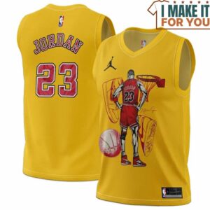 Vintage Michael Jordan 23 Chicago Bulls Nike Yellow Basketball Jersey, The Ultimate Gift for Any Jordan Fan