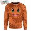 Tie Dye Pokemon Charmander Face Custom Name Sweatshirt, Perfect Present for Pokemon Fans