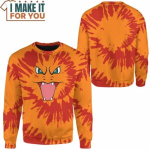 Tie Dye Pokemon Charizard Face Custom Name Sweatshirt Perfect Present for Pokemon Fans 2