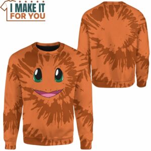 Tie Dye Pokemon Charmander Face Custom Name Sweatshirt Perfect Present for Pokemon Fans 2