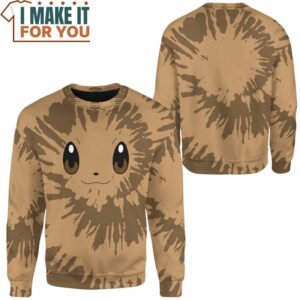 Tie Dye Pokemon Eevee Face Custom Name Sweatshirt Perfect Present for Pokemon Fans 2